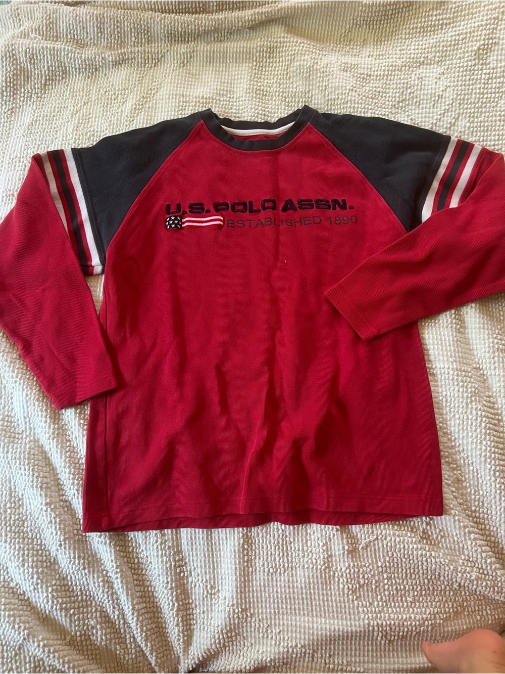 U.S. Polo Assn. Red & Navy Long Sleeve Top